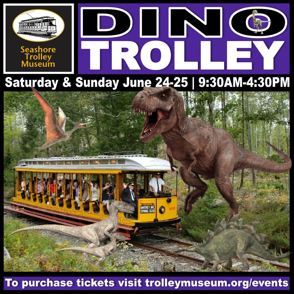 Dino Trolley at the Seashore Trolley Museum