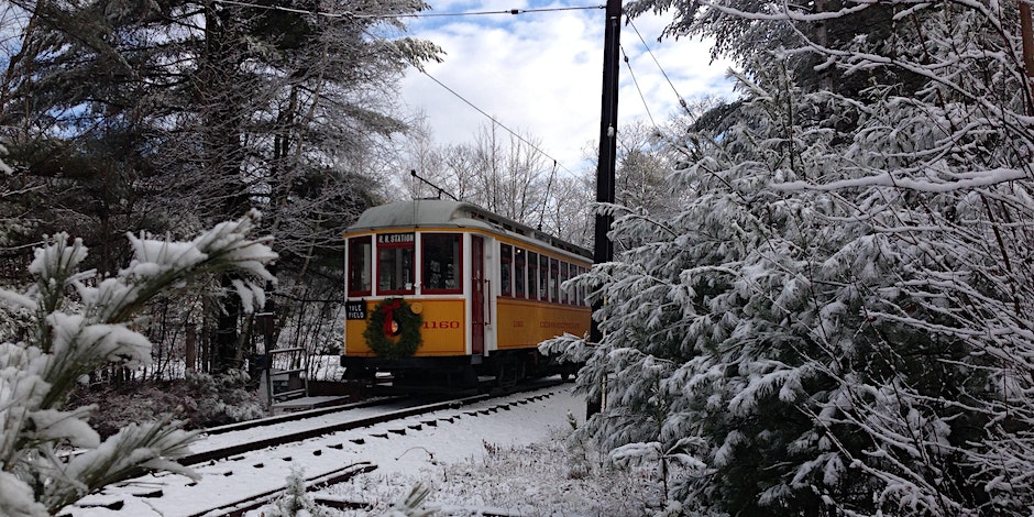 Christmas Prelude Trolley Rides at Seashore Trolley Museum in Kennebunkport, Maine
