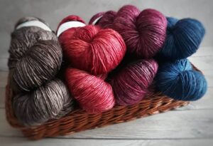 A basket of colorful yarn